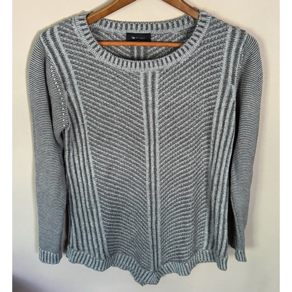 AB Studio Sweater Womens Medium Gray Knit Long Sleeve Pullover